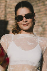 Modern Bralette Top Recycled Asymmetric Moonlight in White