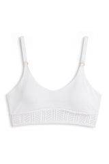 Modern Bralette Top Recycled Asymmetric Moonlight in White