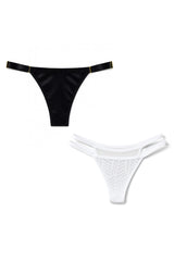 Adjustable Thongs Set – Black Sustainable & White Mesh