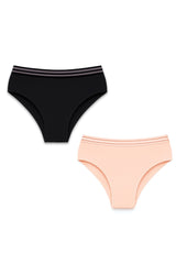 Seamless Panties Set – Black & Soft Peach