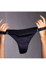 Low Rise Adjustable Thong Recycled Stella in Black